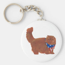 Patriotic Red Longhair Persian Cat Keychains