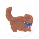Patriotic Red Longhair Persian Cat Stickers