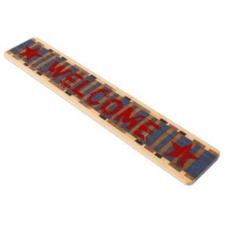 Patriotic Red Star Blue Stripes Welcome Key Rack Wood Key Rack