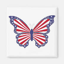 Patriotic Red White And Blue Butterfly  Magnet