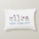 Patriotic Red White and Blue July 4th NYC Pillow