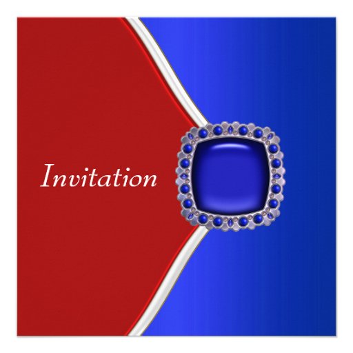 Patriotic Red White and Blue Party Personalized Invitation (front side)