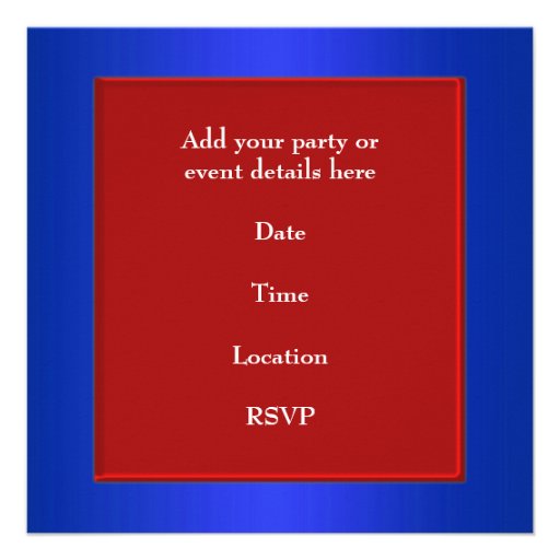 Patriotic Red White and Blue Party Personalized Invitation