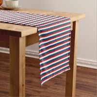 Patriotic Red White and Blue Stripes Short Table Runner