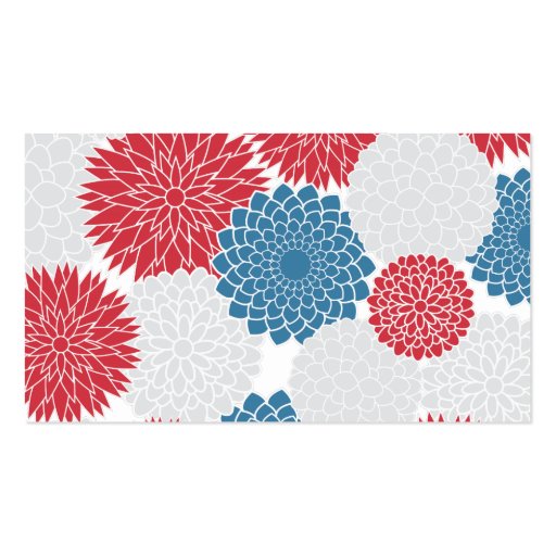 Patriotic Red White and Blue Summer Blossoms Business Cards (back side)