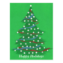 Patriotic Red White Blue Christmas tree postcards