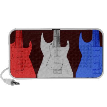 Patriotic Red White Blue Electric Guitars Doodle speaker