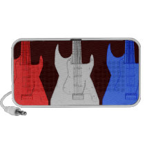 Patriotic Red White Blue Electric Guitars Doodle iPhone Speaker  at Zazzle