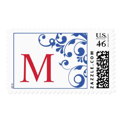 Patriotic Red White Blue M Monogram Stamps