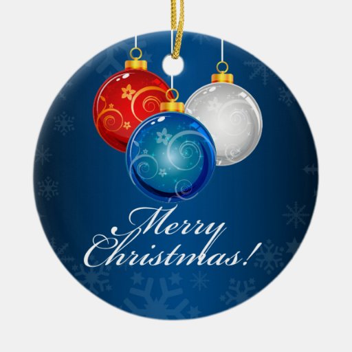 Patriotic Red White Blue Ornaments Merry Christmas | Zazzle