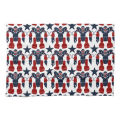 Patriotic Robot Soldier Red White Blue Stars USA Hand Towels