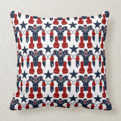 Patriotic Robot Soldier Red White Blue Stars USA Pillows