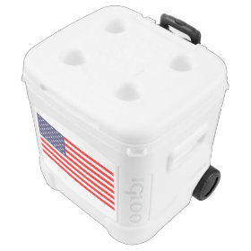 Patriotic roller cooler box with American flag Igloo Rolling Cooler