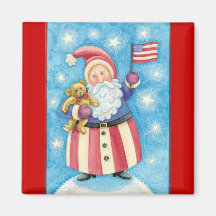 Patriotic Santa Fridge Magnet
