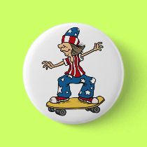 Patriotic Skateboarder button
