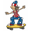 Patriotic Skateboarder T-Shirt - with a cool skateboarder dressed in red, white and blue! Great for sharing your love for skateboarding and your American pride!
