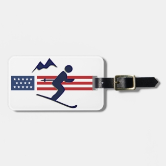 Patriotic Skiing Design Luggage Tag