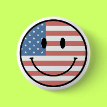 Patriotic Smiley button by holiday_tshirts Patriotic Smiley button
