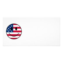 Patriotic Smiley Customized Photo Card