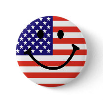 Patriotic Smiley Face Button