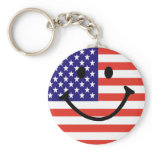 Patriotic Smiley Face Keychains
