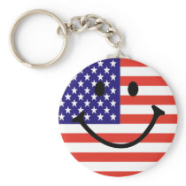 Patriotic Smiley Face Keychains