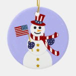 Patriotic Snowman Personalized Christmas Ornament