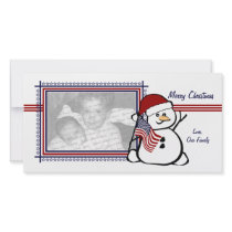 Patriotic Snowman Custom Photo Card