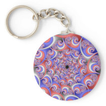 Patriotic Spiral Fractal Keychain