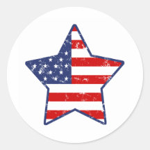 Patriotic Star Round Sticker