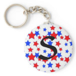 Patriotic Star Sprinkles with Monogram Keychain keychains