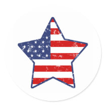 Patriotic Star Round Sticker