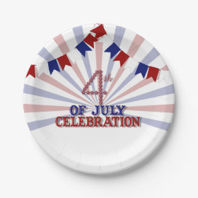 Patriotic Stars 4th of July Paper Plates 7 Inch Paper Plate