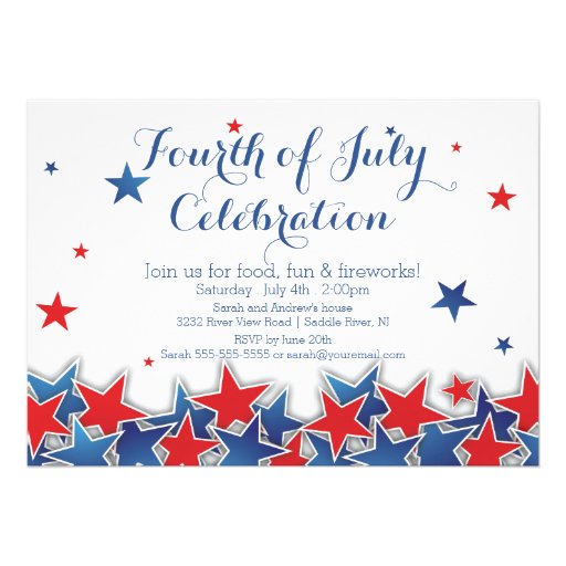 Patriotic Stars 4th of July Party Invitation (front side)