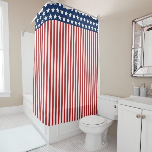 Patriotic Stars and Stripes Red White and Blue Shower Curtain Zazzle