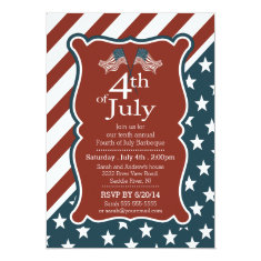   Patriotic Stars & Stripe 4th of July Party 5x7 Paper Invitation Card