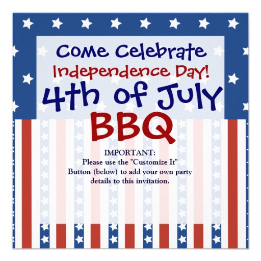 Patriotic Stars Stripes 4th of July Invitations (front side)