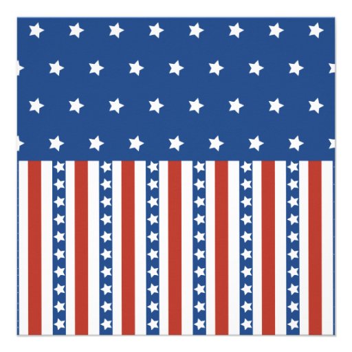 Patriotic Stars Stripes 4th of July Invitations