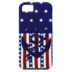 Patriotic Stars Stripes Anchor Sailor Pattern iPhone 5 Cases