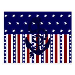 Patriotic Stars Stripes Anchor Sailor Pattern Postcard