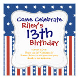 Patriotic Stars Stripes Freedom Flag 4th of July Personalized Invite