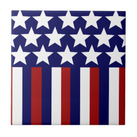 Patriotic Stars Stripes Freedom Flag 4th of July Ceramic Tile