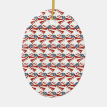 Patriotic Stars Stripes Freedom Flag Hearts 4th of Christmas Ornament