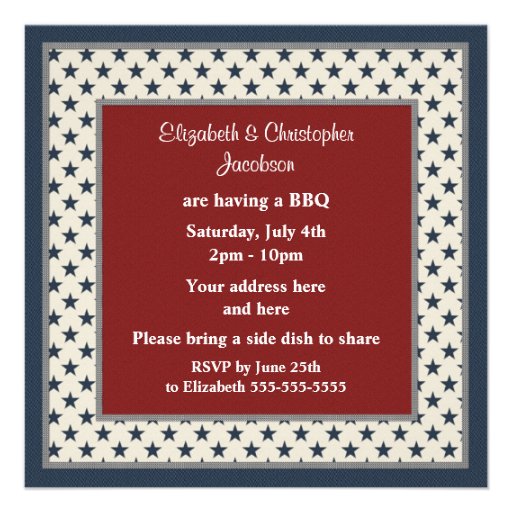 Patriotic Stars & Stripes July 4th Party Invites
