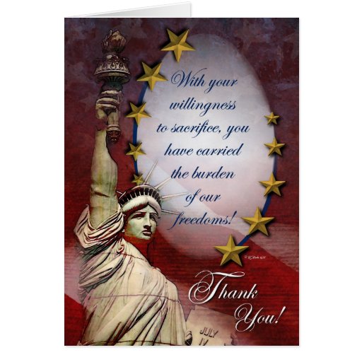 Patriotic Statue of Liberty Thank You Card | Zazzle