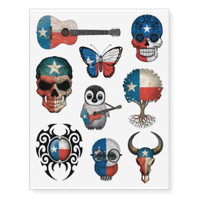 Patriotic Texas Flags Collection Temporary Tattoos