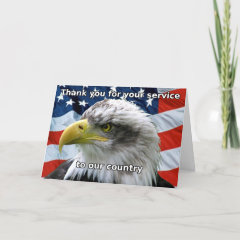 Patriotic card says Thank you for your service to our country