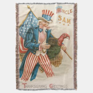 Patriotic Thanksgiving Uncle Sam Turkey US Flag Throw
