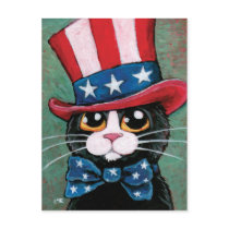 Patriotic Tuxedo Cat | 4th of July Postcard