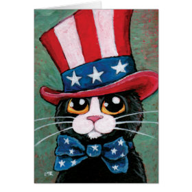 Patriotic Tuxedo Cat | Happy 4th of July Greeting Card